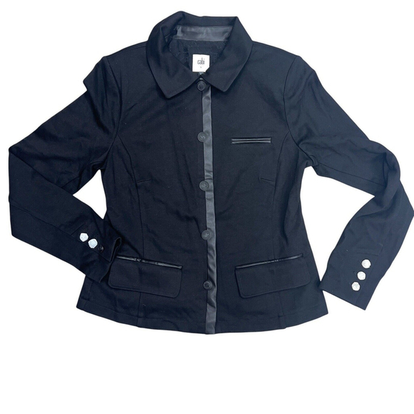 CAbi Jackets & Blazers - CAbi Black Tudor Pointe Faux Leather Detail Jacket Blazer Sz Small #3376 Luxury